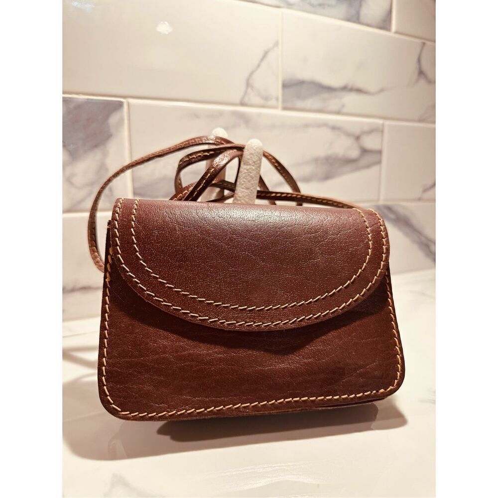 Vintage Small Black Leather Crossbody Bag Barganza Purse Made In India